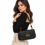 GUESS Logo Flap Shoulder Bag - BLK - Black