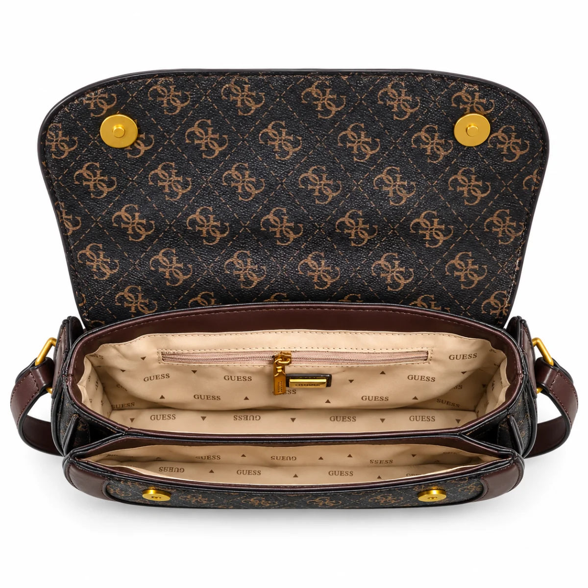 GUESS Logo Flap Shoulder Bag - BLK (Copy) - Black