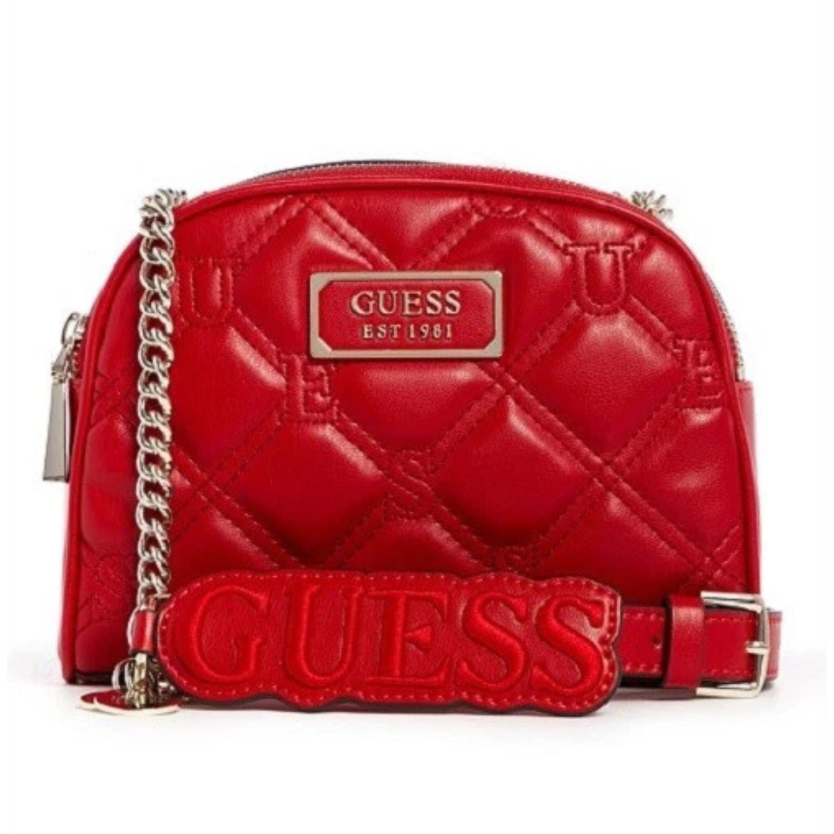 GUESS Lolli Quilted Mini Crossbody Bag - RED - Red
