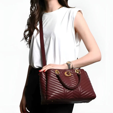 GUESS Lovide kabelka Satchel Handbag - MRT - Merlot