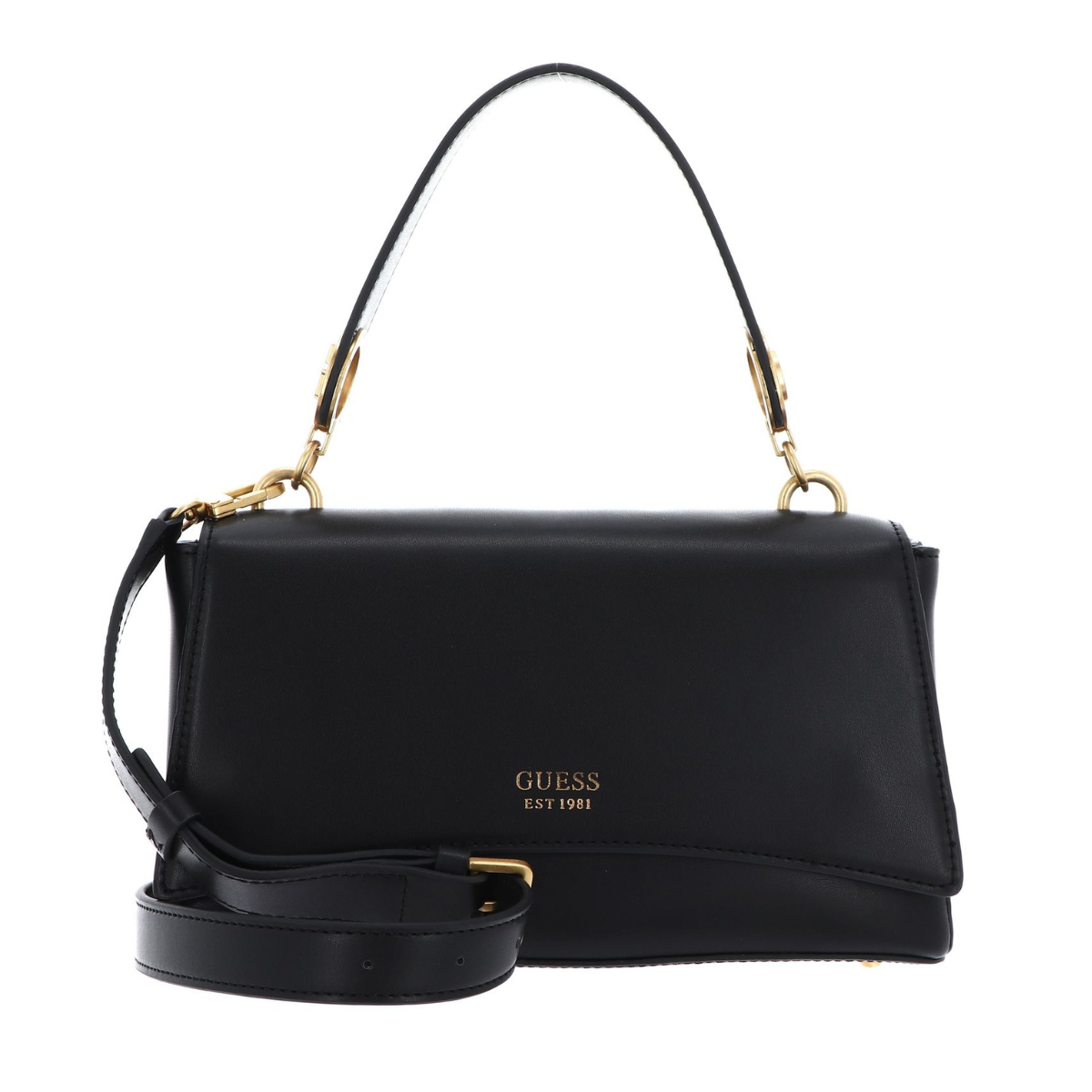 GUESS Masie Top Handle Flap Handbag - BLK - Black