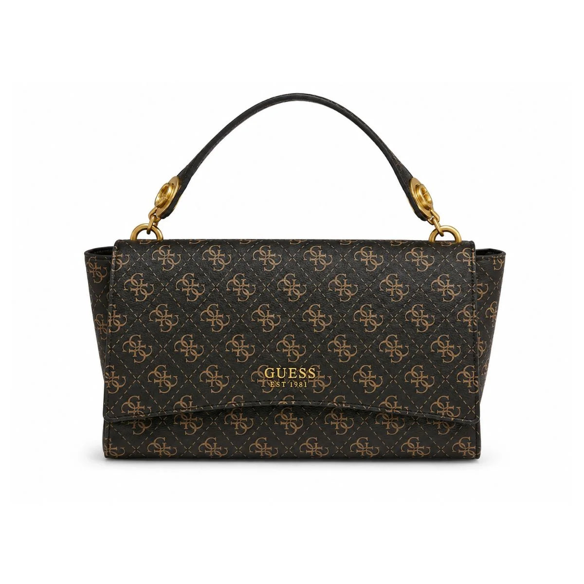GUESS Masie2 Top Handle Flap Handbag - BRN - Brown