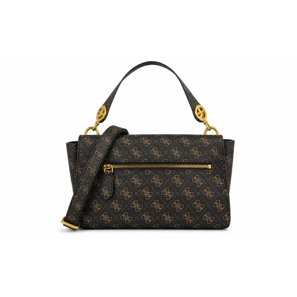 GUESS Masie2 Top Handle Flap Handbag - BRN - Brown