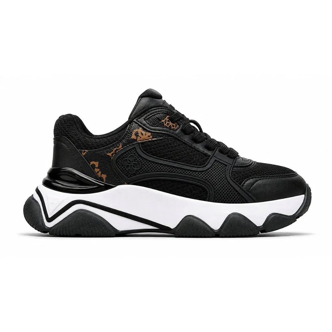 GUESS Mazzy Mixed Leather Sneakers Women - BLKWHT - Black / 35 / M