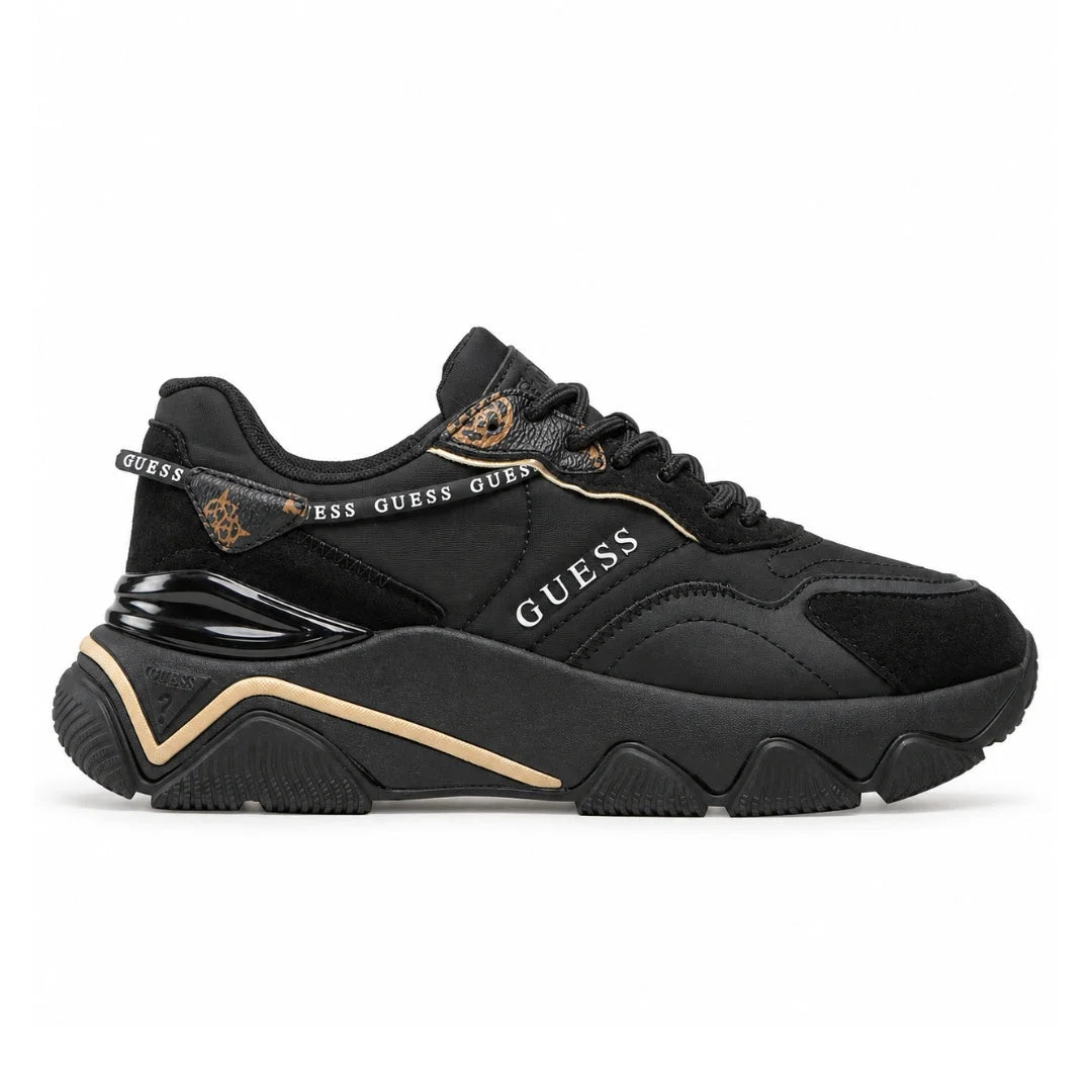 GUESS Micola Mixed Leather Sneakers Women - BLKBLK - Black/ Black / 35 / M