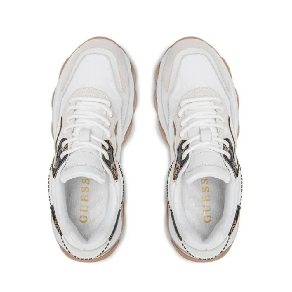 GUESS Micola Mixed Leather Sneakers Women - WHT