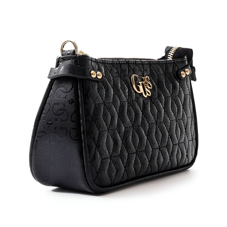 GUESS Mini Logo Convertible Crossbody Flap Bag - BLK - Black