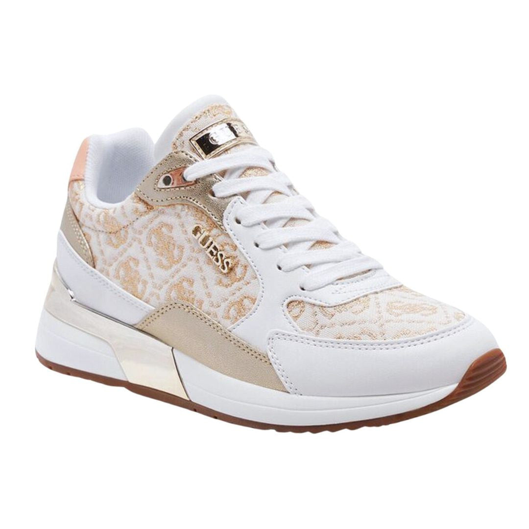 GUESS Moxea 4G Logo Sneakers - BEGGLD - Beige/ Gold / 35