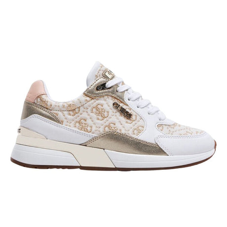 GUESS Moxea 4G Logo Sneakers - BEGGLD - Beige/ Gold / 35