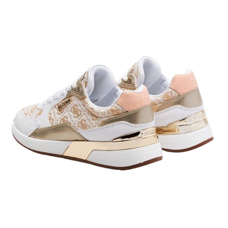 GUESS Moxea 4G Logo Sneakers - BEGGLD - Beige/ Gold / 35