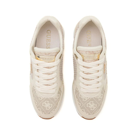 GUESS Moxea 4G Logo Sneakers - BEGGRY - Beige/ Gold/ Gray / 36