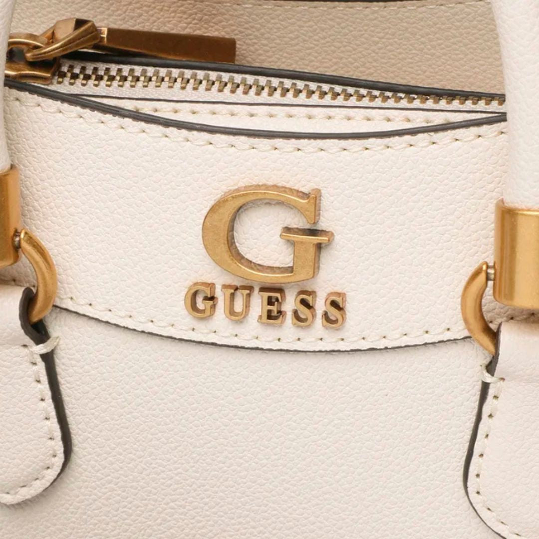 GUESS Nell Mini Satchel Bag OFFWHT White