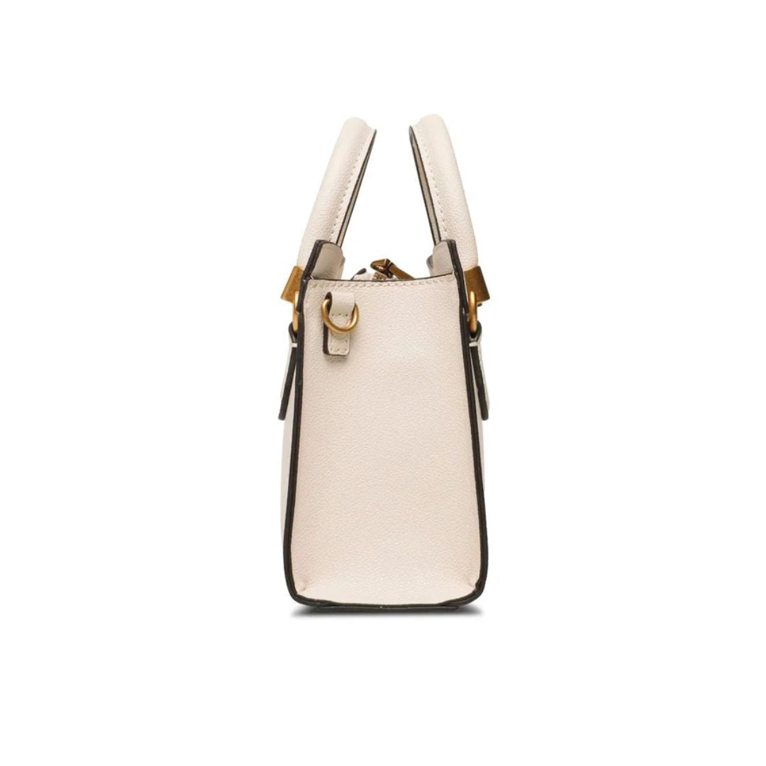 GUESS Nell Mini Satchel Bag OFFWHT White