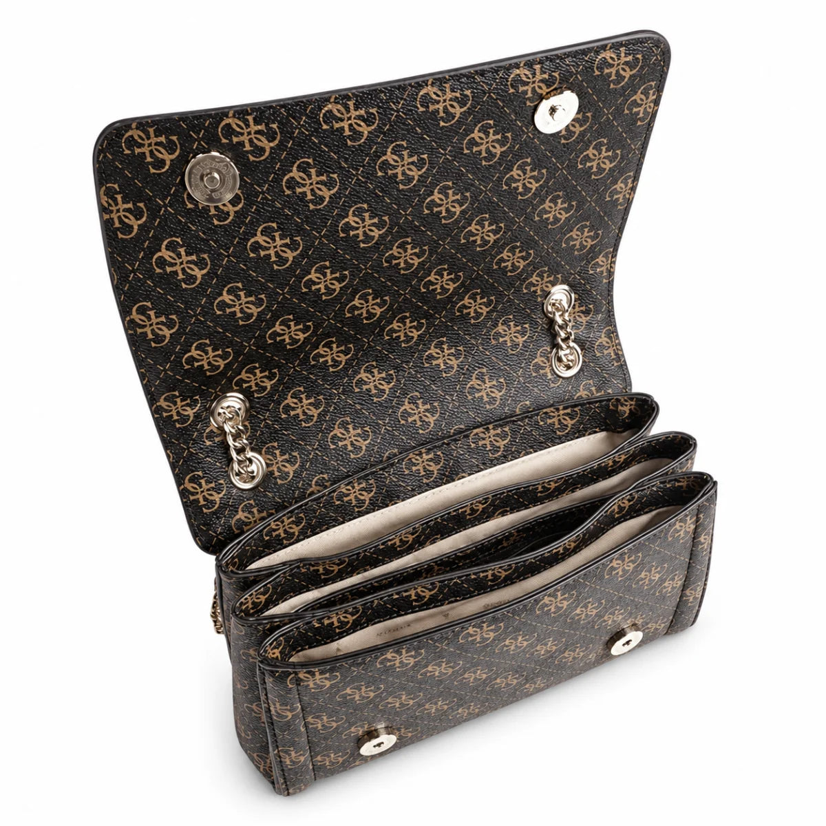 GUESS Noelle Convertible Crossbody Flap Bag Women - DBRN - Dark Brown