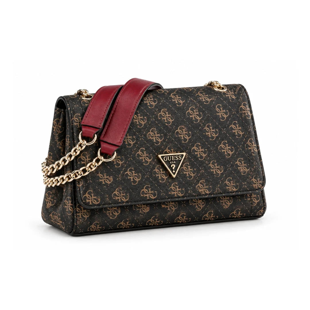 GUESS Noelle Convertible Crossbody Flap Bag Women - DBRN - Dark Brown