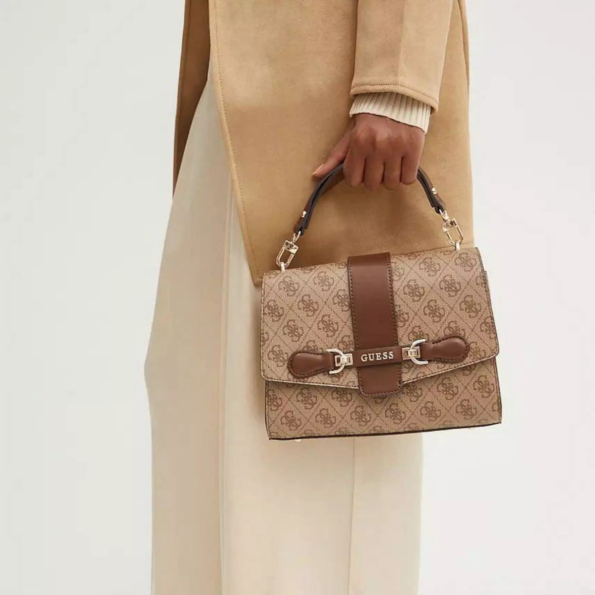 GUESS Nolana Top Handle Flap - BEG - Beige