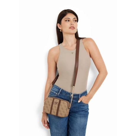 GUESS Noreen 4G Logo Crossbody Camera Bag - BEG - Beige