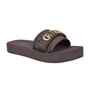 GUESS Peers Logo Slide Sandals - BRN - Brown / 37