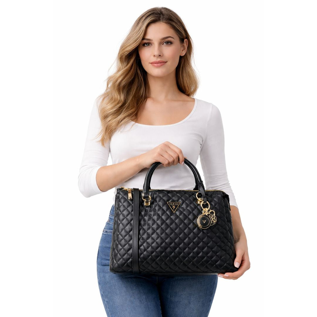 GUESS Quilted Satchel Bag Shoulder bag Women - BLK - Black