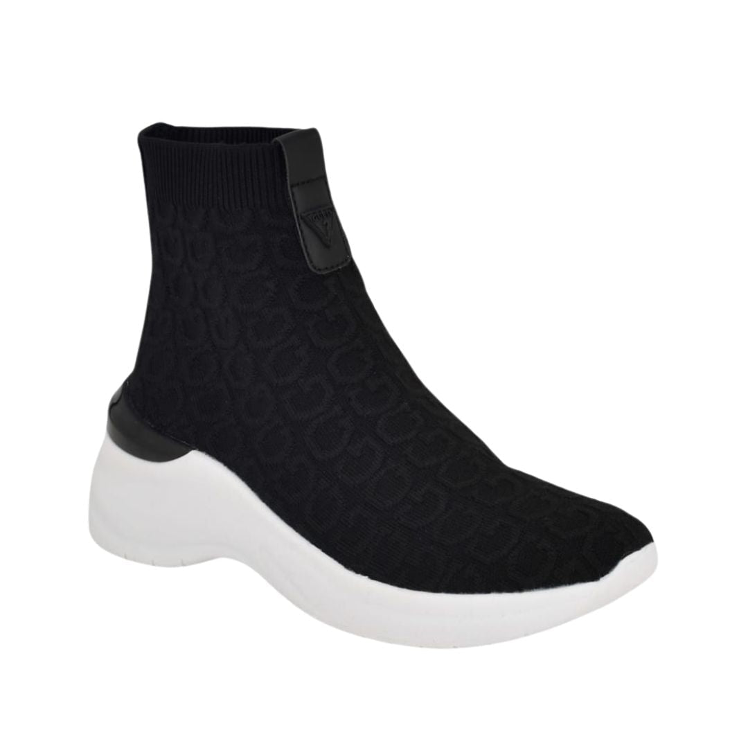 GUESS Reason Knit Logo High-Top Sneakers Women - BLK