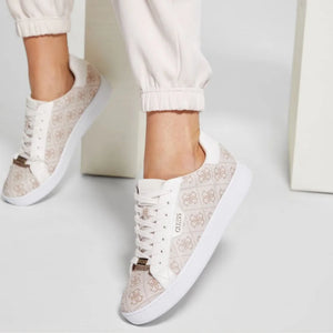 GUESS Renzy Debossed Logo Low-Top Sneakers - BEI Shoes