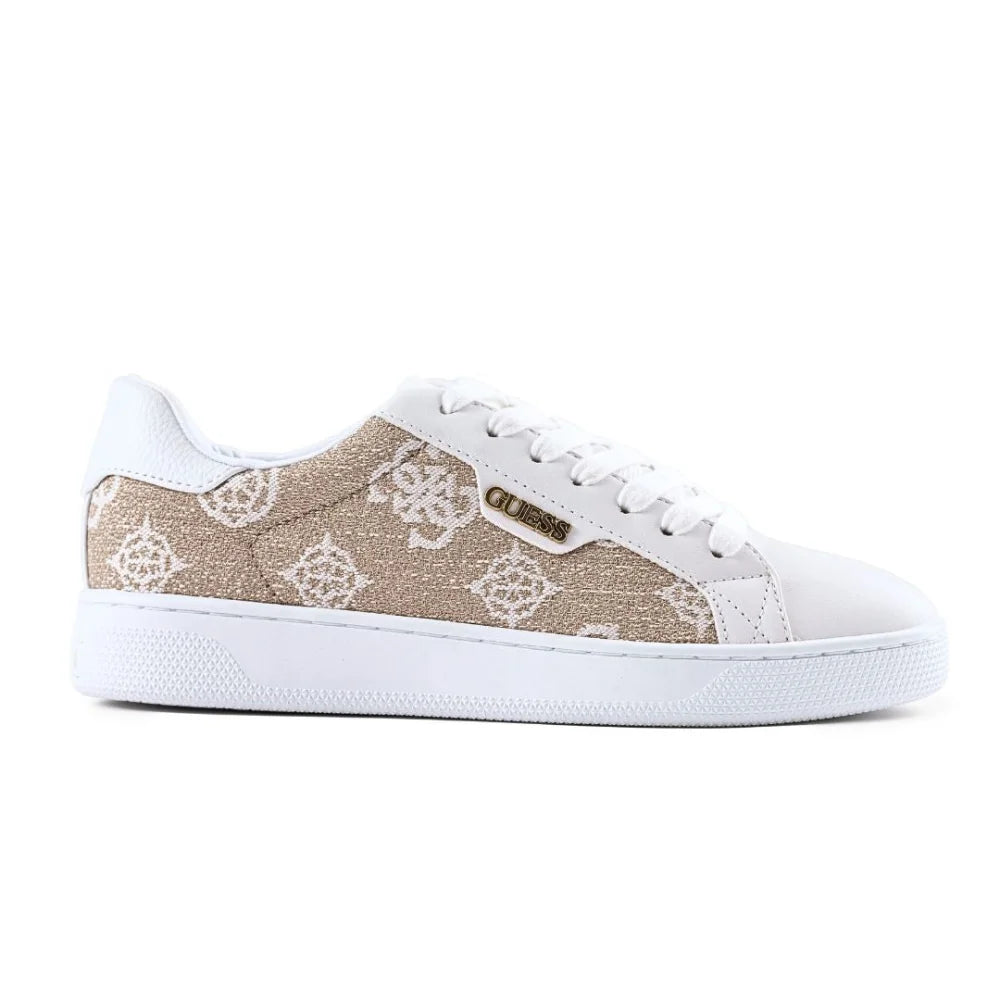 GUESS Renzy Debossed Logo Low-Top Sneakers - WHTBEG - White/ Beige / 35