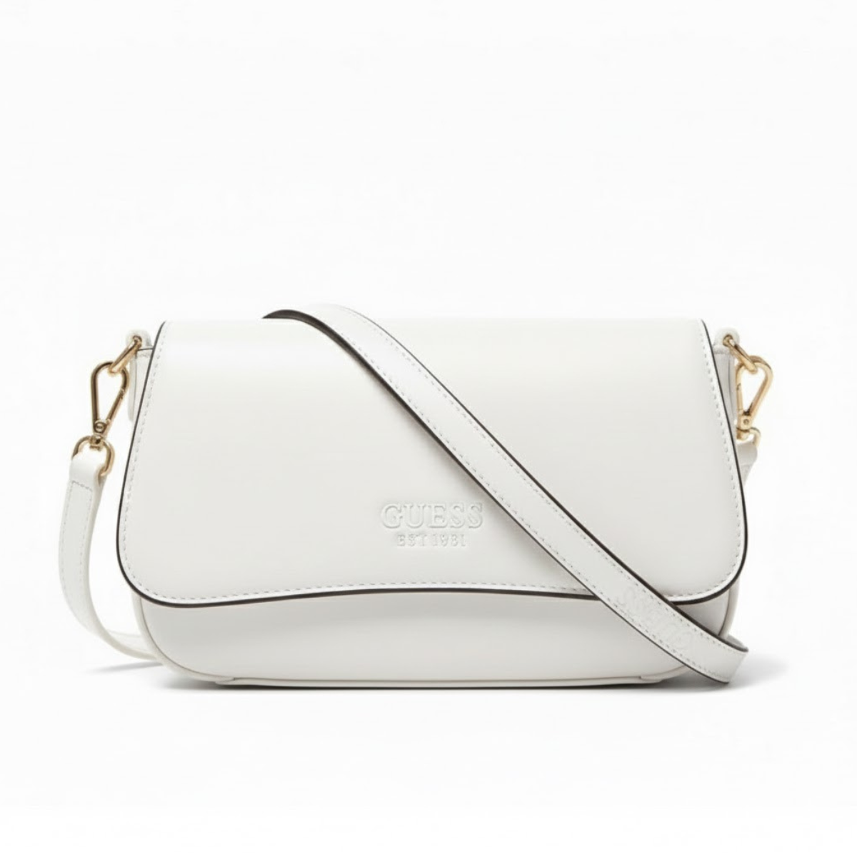 GUESS SARITA Convertible Crossbody Flap Shoulder Bag - WHT - White