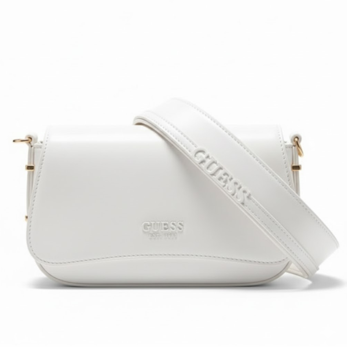 GUESS SARITA Convertible Crossbody Flap Shoulder Bag - WHT - White
