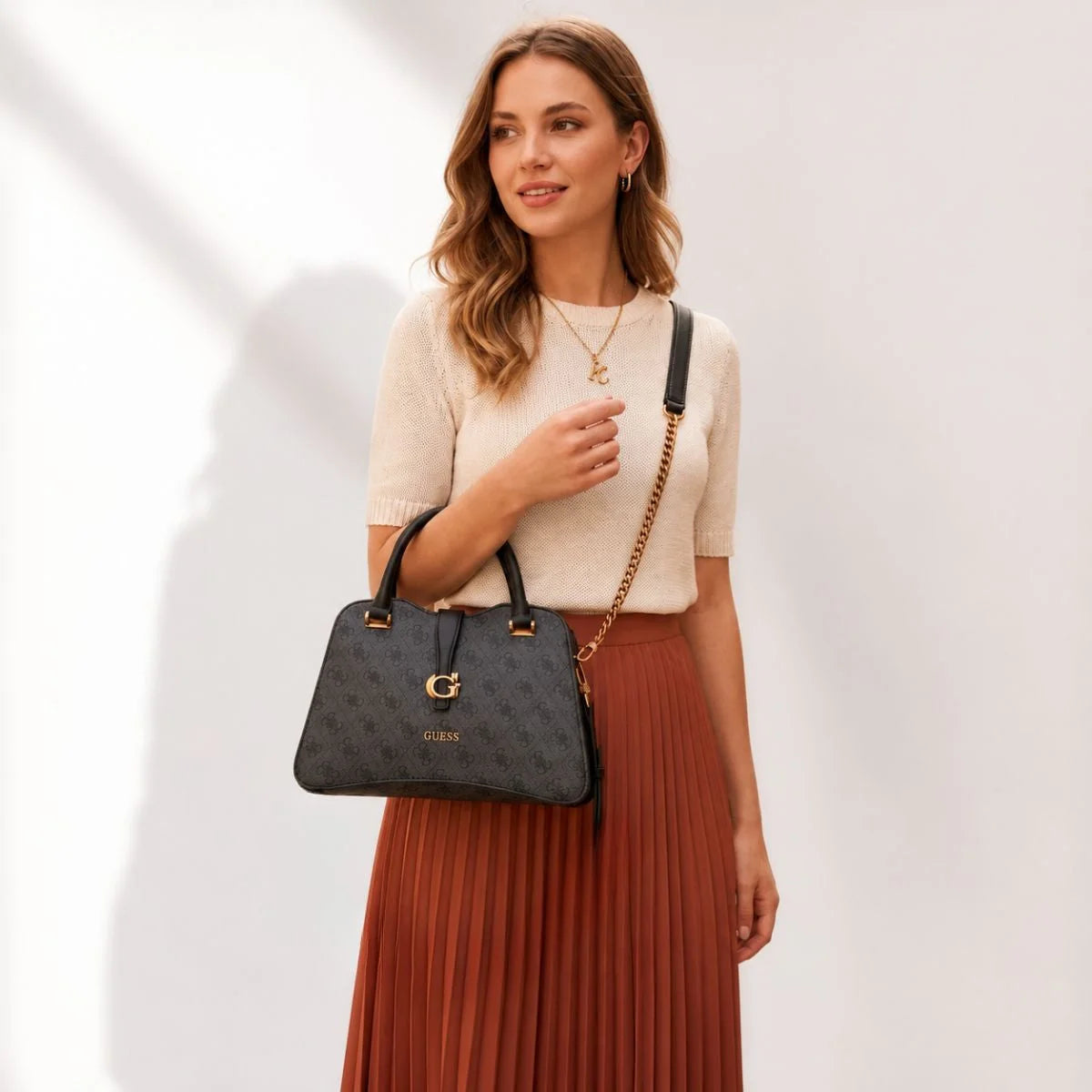 GUESS Sela SATCHEL Bag Handbag Women - COL - Coal