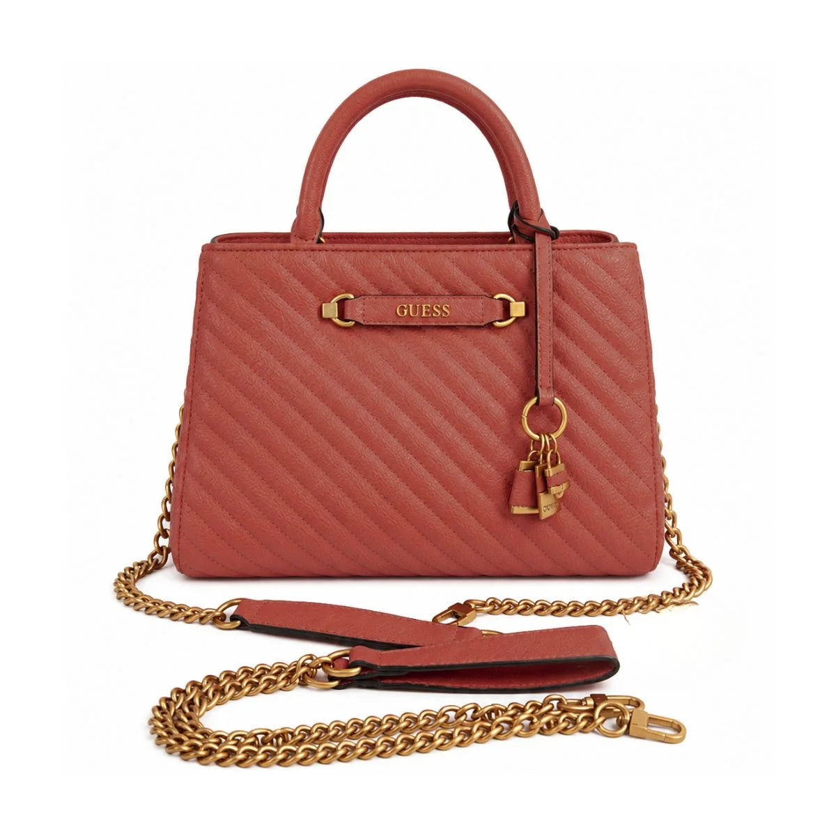 GUESS Sela Small SATCHEL Bag Handbag Women - SLMRED - salmon-Red