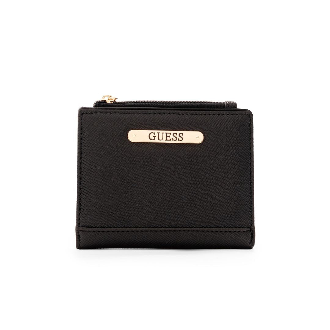 Guess Shaela Logo Small Snap Wallet - Black