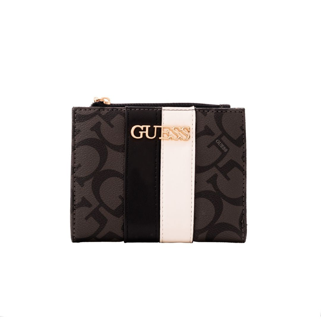 Guess Shaela Logo Small Snap Wallet - Coal