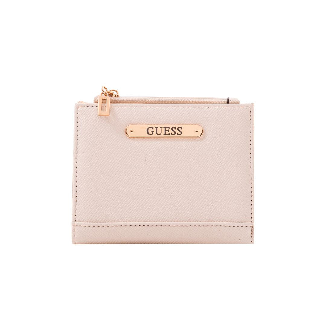 Guess Shaela Logo Small Snap Wallet - Off White