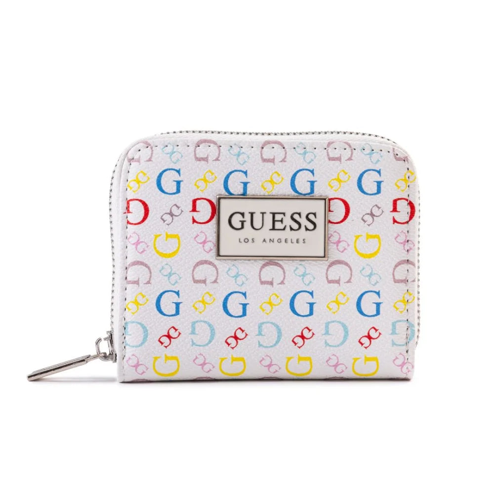 Guess Signature G Logo Monogram Flap Clutch - White