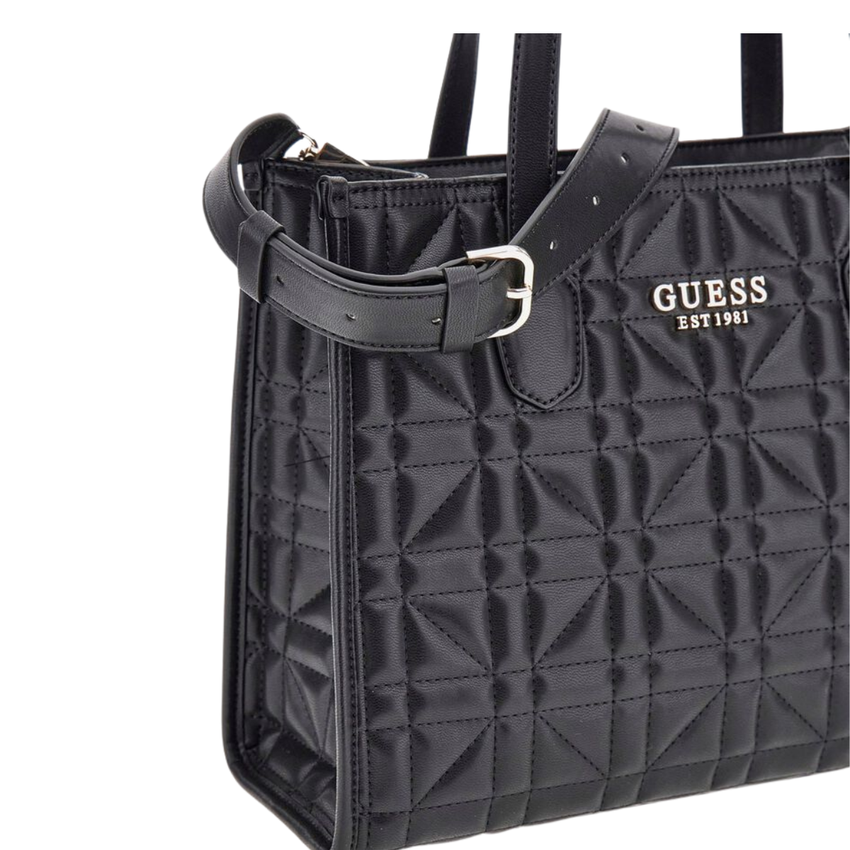 GUESS Silvana quilted handbag-BLK - Black