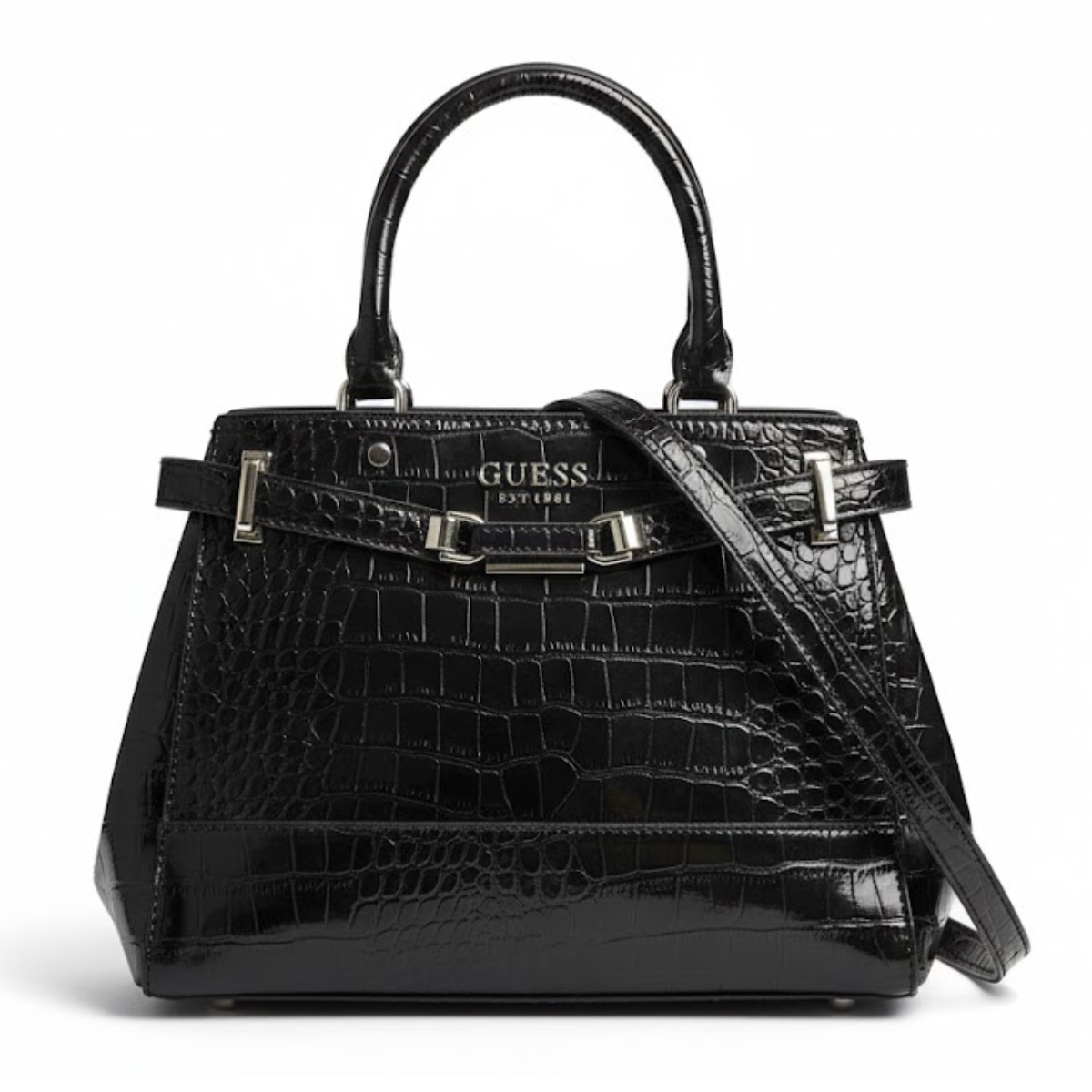 GUESS Silvye Luxury Satchel Handbag Women - BLK - Black