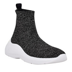 Guess Sindera Shimmer Sock Sneakers -BLKSLV - Black silver