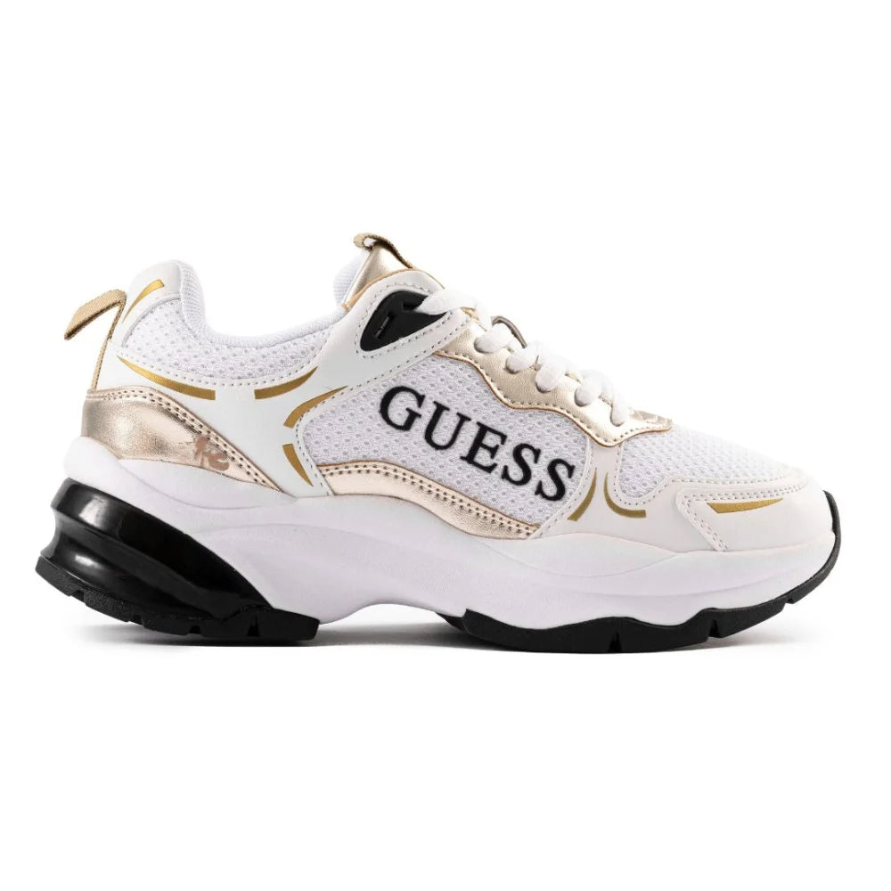 GUESS Tamaa Metallic Mesh Sneakers Women - WHTGLD - White/ Gold / 36