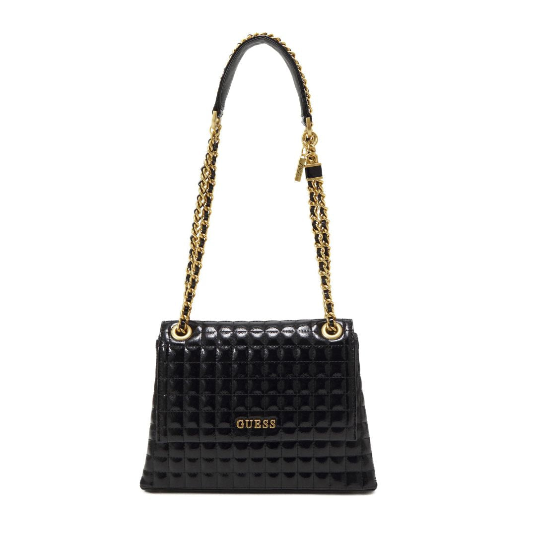 GUESS TIA Convertible Crossbody Bag Women - BLKPNT - Black Patent