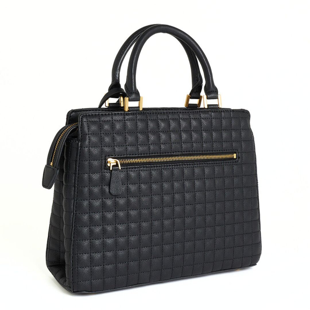 GUESS TIA Quilted Satchel Bag Women - BLK - Black