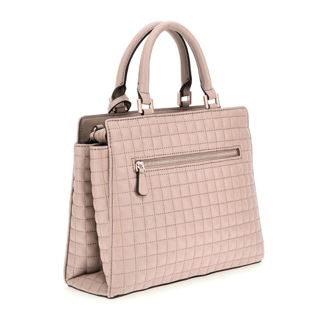 GUESS TIA Quilted Satchel Bag Women - CRM - Cream