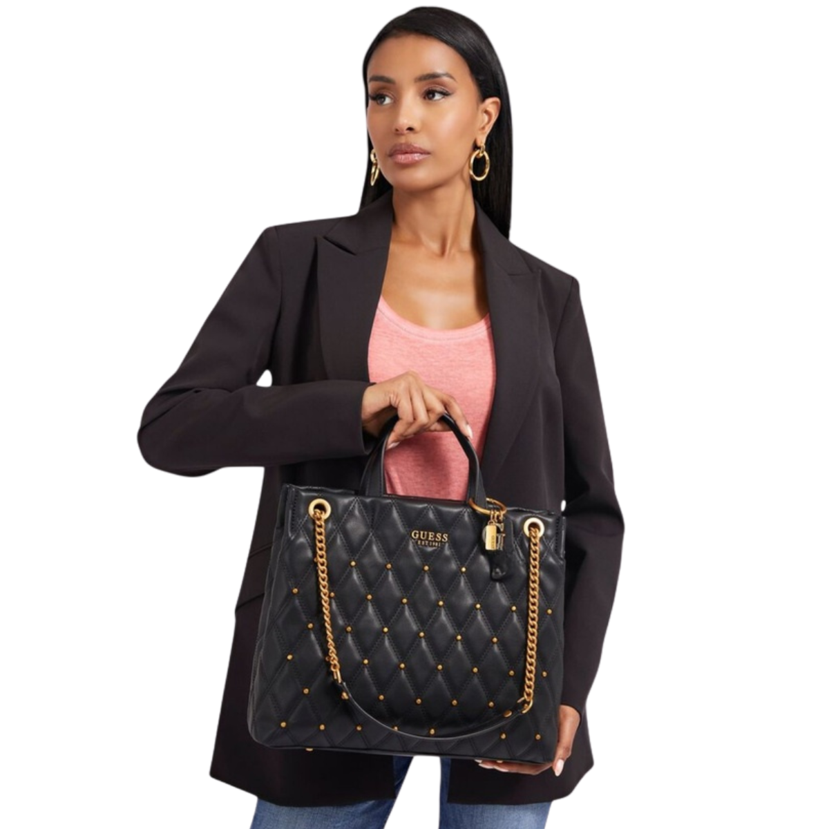 Guess Triana Girlfriend Shopper Tote Bag Shoulderbag Women - BLK - Black