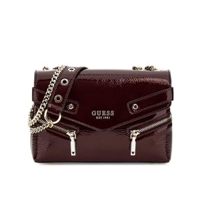 GUESS Trissa Patent Shoulder Bag HWTG9345210-BRG - Burgundy