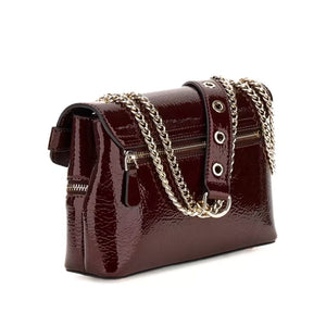 GUESS Trissa Patent Shoulder Bag HWTG9345210-BRG - Burgundy