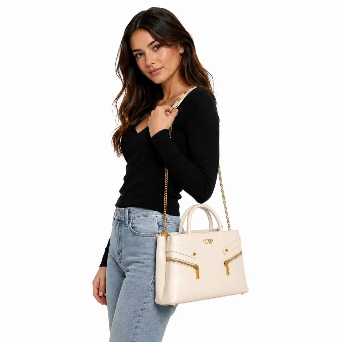 GUESS Trissa Shoulder Bag - CRM - Cream