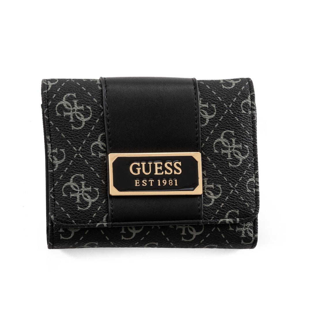 GUESS Tyren Logo-Print Trifold Wallet - Black