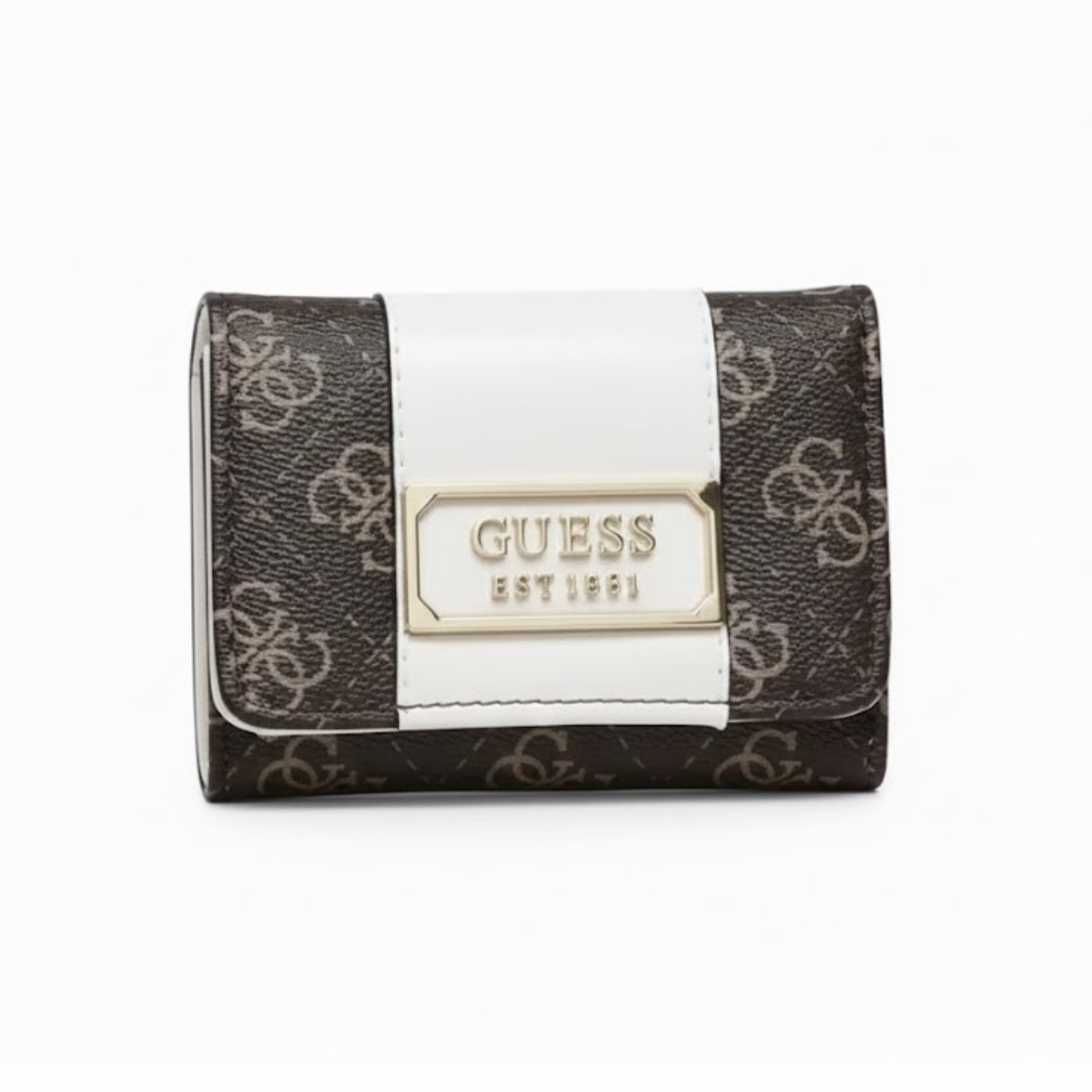 GUESS Tyren Logo-Print Trifold Wallet - Brown