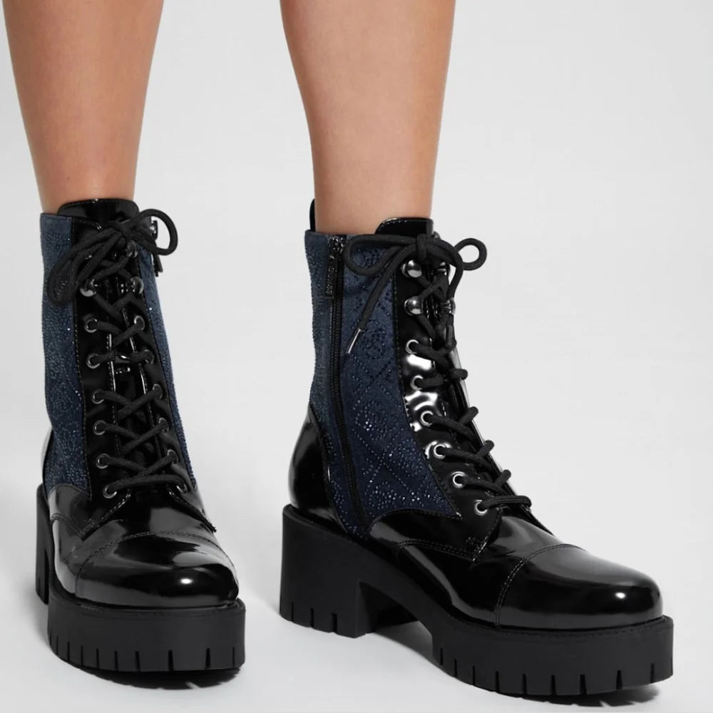 GUESS Waitea Rhinestone Moto Booties Women - BLK - 41 / Black