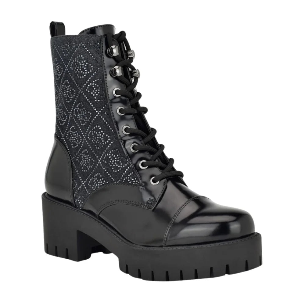 GUESS Waitea Rhinestone Moto Booties Women - BLK - 41 / Black