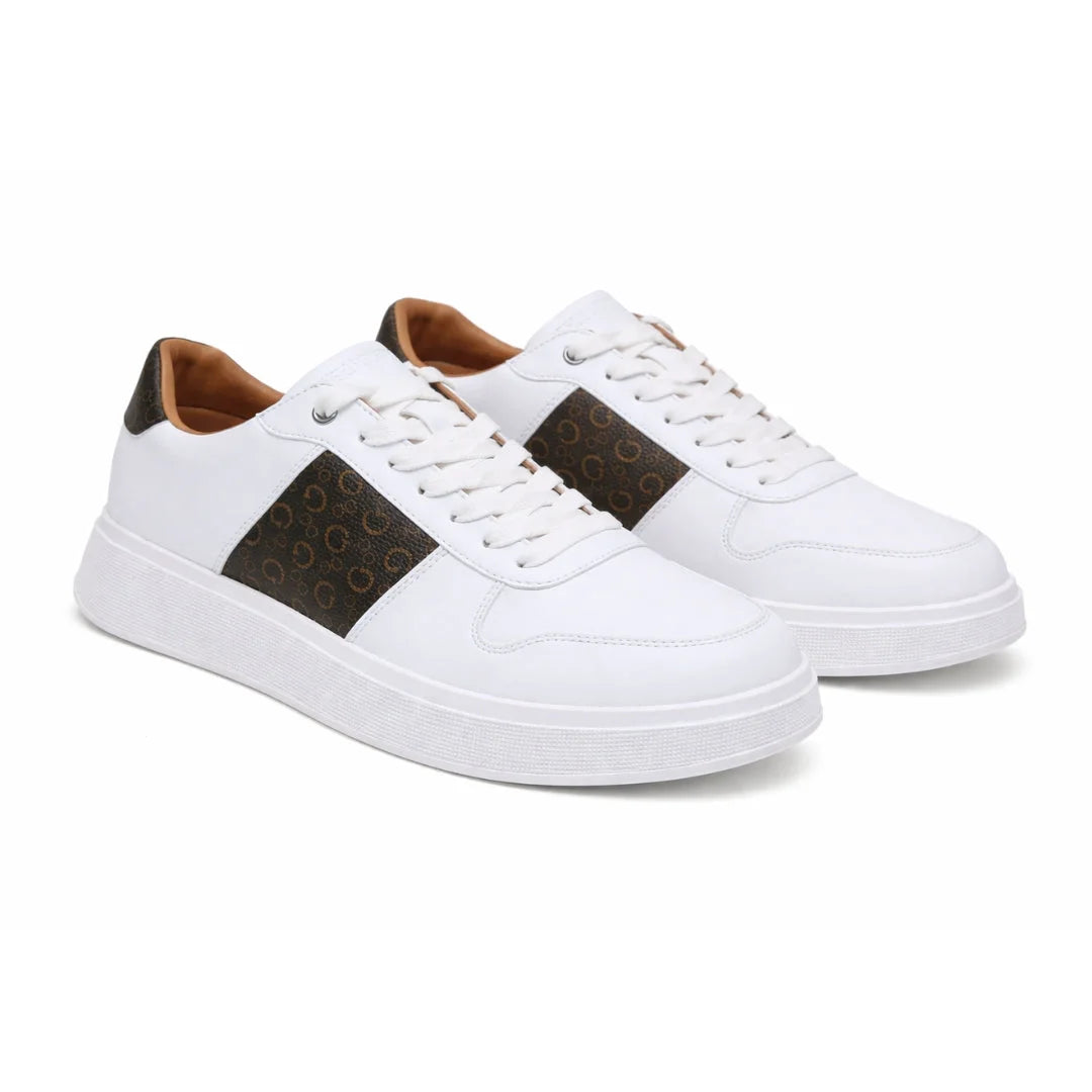 Guess Waleek Men’s Sneakers - WHT - White-Brown / 40
